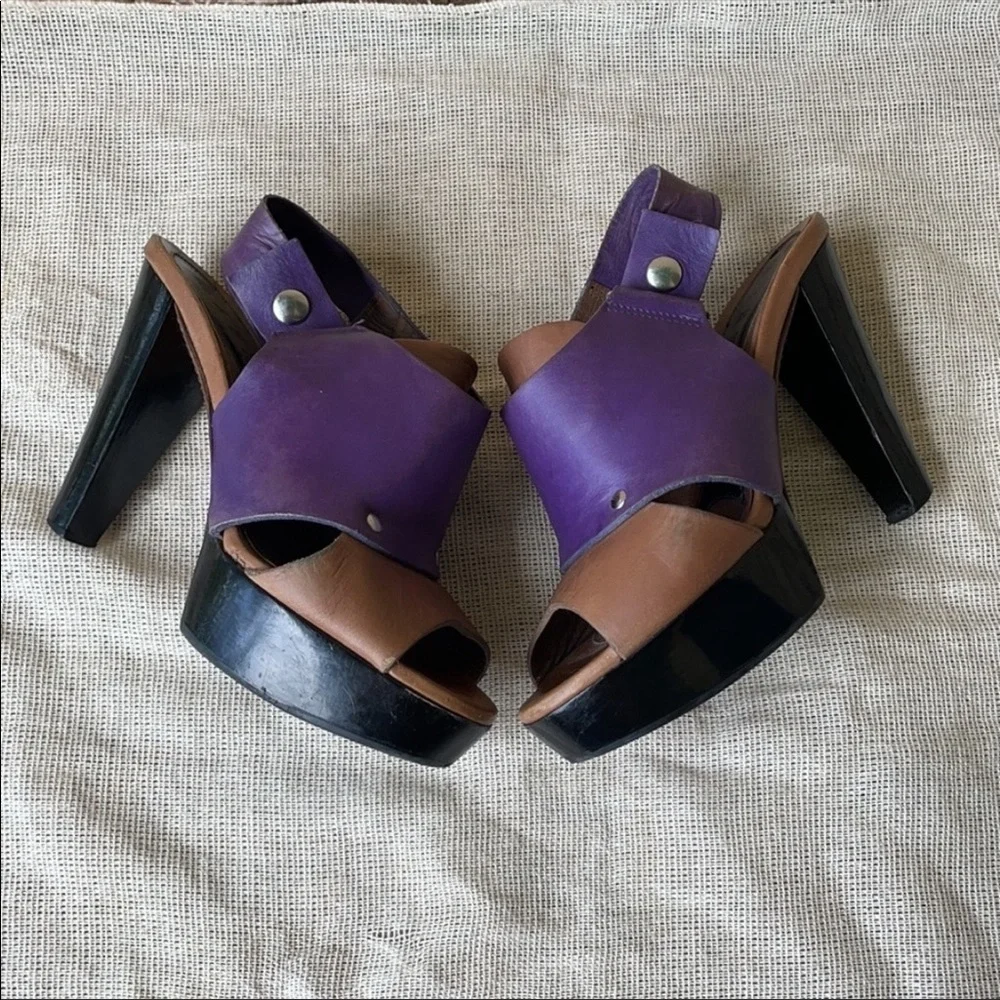 Marni Platform Purple & Taupe Perp Toe sandal heels sienna Size 35